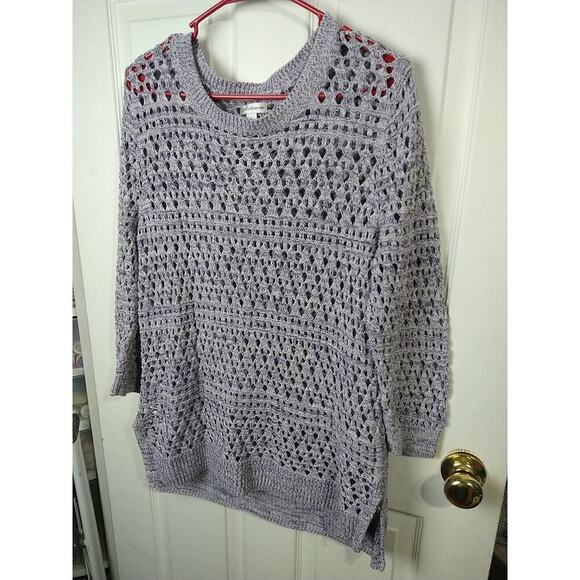 Croft And Barrow Purple Open Knit Tunic Slit Side Sweater. Size XL - Picture 2 of 11